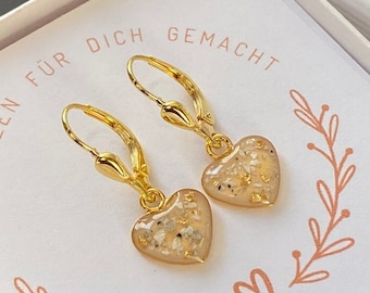 Ascheschmuck Herz Ohrringe Gold