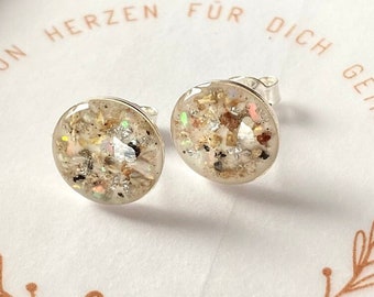 Ascheschmuck Ohrstecker 925 Silber, Gedenkschmuck Asche, Erinnerungsschmuck, Tier Asche Schmuck