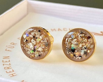 Ash jewelry stud earrings gold plated & rose gold plated, memorial jewelry ashes, memorial jewelry, animal ashes jewelry