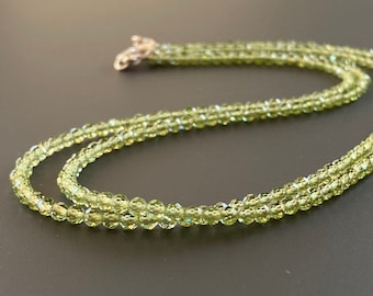 Peridot necklace silver, delicate gemstone necklace, green stone necklace, 925 silver