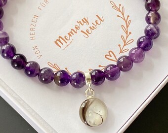 Armband mit Haaren aus Amethyst, personalisierter Erinnerungsschmuck