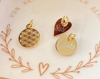 Engraving Pendant Silver, Gold Plated & Rose Gold Plated