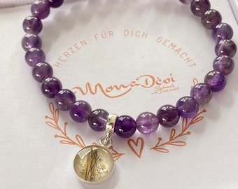 Tierhaar Armband Amethyst, Armband aus Haaren, Tierhaarschmuck als bleibende Erinnerung