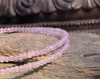 Morganite gemstone necklace, soft pink with 925 silver clasp