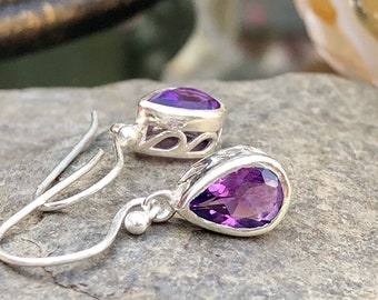 Amethyst earrings, 925 silver