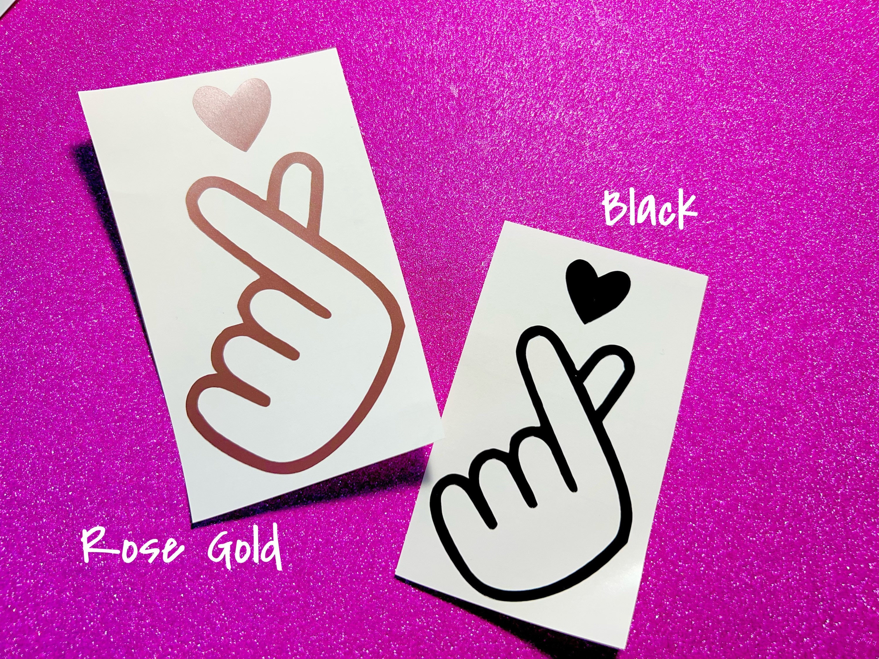 K-pop Finger Heart Sticker, Cute Korean Heart Sticker, Pink Finger Heart  Sticker, Vinyl Sticker 