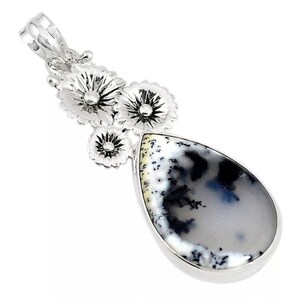 Dendrite Opal (Aquatic Agate) & Sterling Silver 925 Pendant