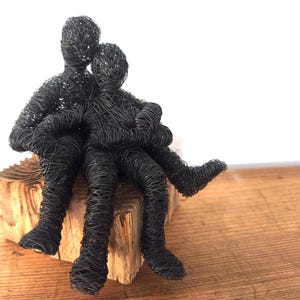 Wire lovers - sculpture on beautiful driftwood - handmade - unique