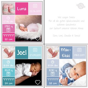25 Geburtskarten, Karten zur Geburt, Dankeskarten, Babykarten, individuell, Motiv 1