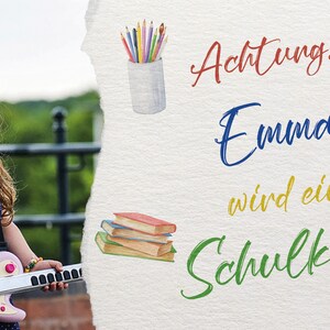 25 Schulanfangskarten, Einladung Schulanfang, Einladungskarten, Einschulung, individuell, Watercolor, Motiv 3