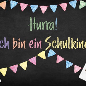 10 Schulanfangskarten, Einladung Schulanfang, Einladungskarten, Einschulung, individuell, Kreide-Design, Polaroid, Motiv 4