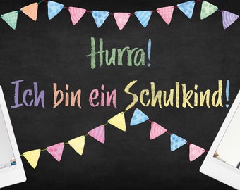 10 Schulanfangskarten, Einladung Schulanfang, Einladungskarten, Einschulung, individuell, Kreide-Design, Polaroid, Motiv 4