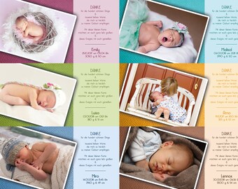 25 birth cards, birth cards, thank you cards, baby cards, individual, motif 2