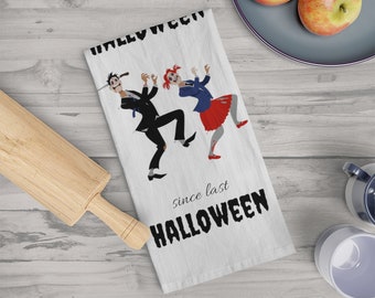 zombie dish towel, funny Halloween tea towel, I've been ready for Halloween, Halloween lover