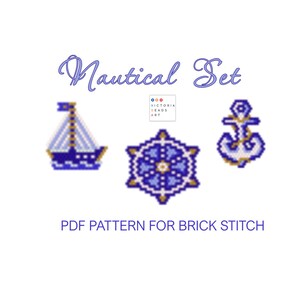 Nautical Brick Stitch Bead Pattern Set – Sailboat Anchor Ship Wheel PDF