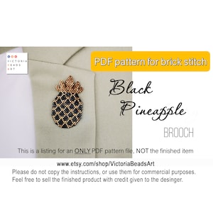 Pineapple brick stitch pattern, brooch bead pattern, beading ornament, PDF pattern instant download