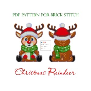 Christmas Reindeer Brick Stitch Pattern – Double-Sided Beaded Ornament – PDF Pattern
