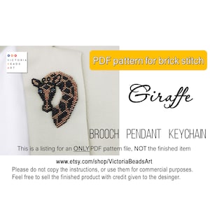 Giraffe brick stitch pattern, beaded giraffe pattern, beading animal brooch/earrings/pendant, PDF pattern