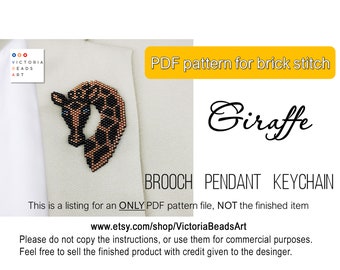 Giraffe brick stitch pattern, beaded giraffe pattern, beading animal brooch/earrings/pendant, PDF pattern