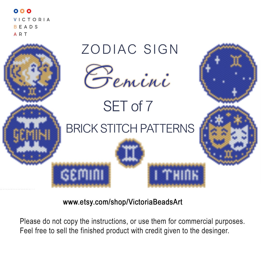 Gemini Zodiac Sign Brick Stitch Pattern Astrological Sign Etsy