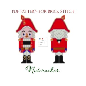 Nutcracker Brick Stitch Pattern - Christmas Beaded Ornament - PDF Beading Pattern