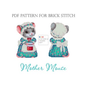 Mother Mouse Brick Stitch Pattern – Double-Sided Beaded Ornament – PDF Pattern