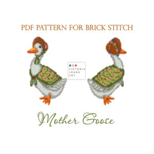 Mother Goose Brick Stitch Pattern – Double-Sided Beading Ornament – PDF Pattern