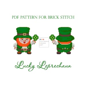 Lucky Leprechaun Brick Stitch Beading Pattern – St. Patrick’s Day Ornament – PDF Pattern