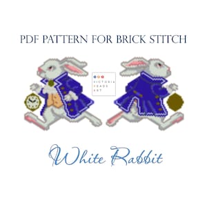 White Rabbit Brick Stitch Pattern – Double-Sided Beaded Ornament – PDF Pattern