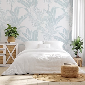 Hamptons Blue Tropical Removable Wallpaper