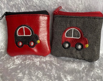 Täschchen - Minibörse -  Taschenstoff -Kunstleder - bestickt- Auto- Geschenk - Kleingeld - Schlüssel