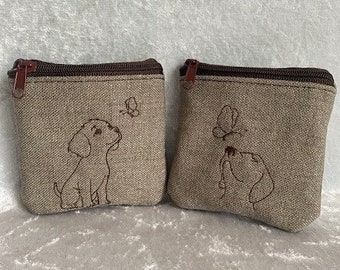 Täschchen - Geschenkidee - Kunstleder - Minibörse - Hund -  Verpackung für Geldgeschenk - Hund- Hundepfoten