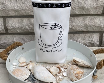 Lichtbeutel - Windlicht - Deko - Geschenk - Maritim -  Nordlichter - Moin - Tasse -  Papierboot - Stoff  - bestickt - Möwe