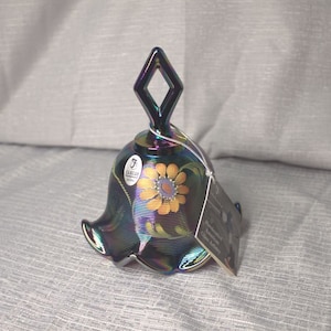 Vintage Fenton Threaded Amethyst Carnival Glass Bell