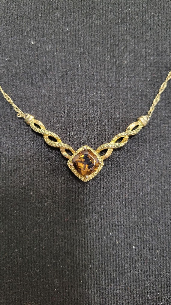 Vintage Yellow Topaz stone necklace