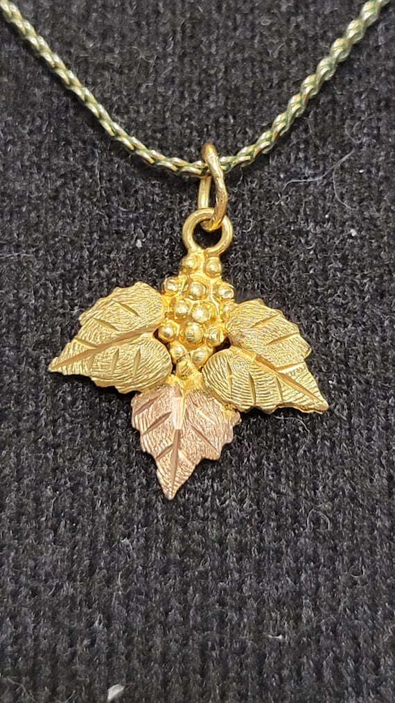 Vintage Black Hills Gold Grape leaf necklace