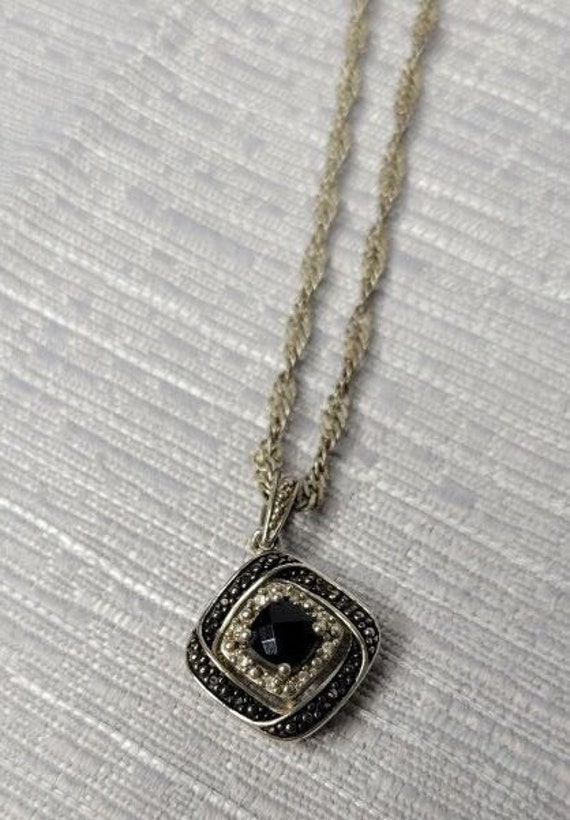 Vintage Sterling Silver & Black stone Necklace