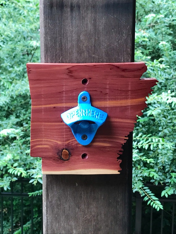 Arkansas Shaped Bottle Opener Wall Mounted With Cast Iron Blue Etsy