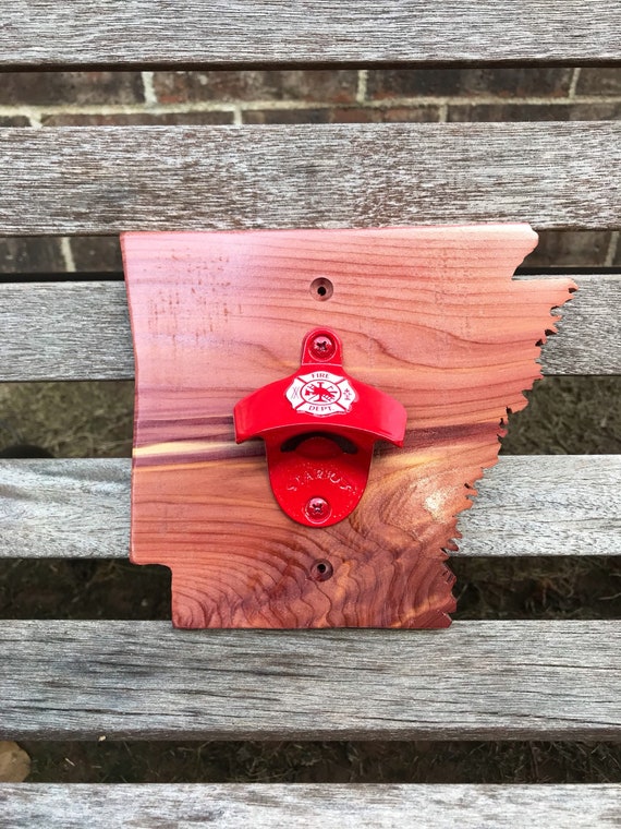 Arkansas Shaped Bottle Opener Firefighter Wall Mounted With Etsy