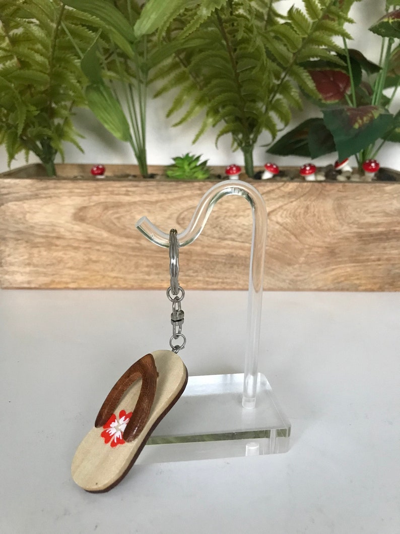 Hawaii Wooden Slipper Keychain Charm Ornament