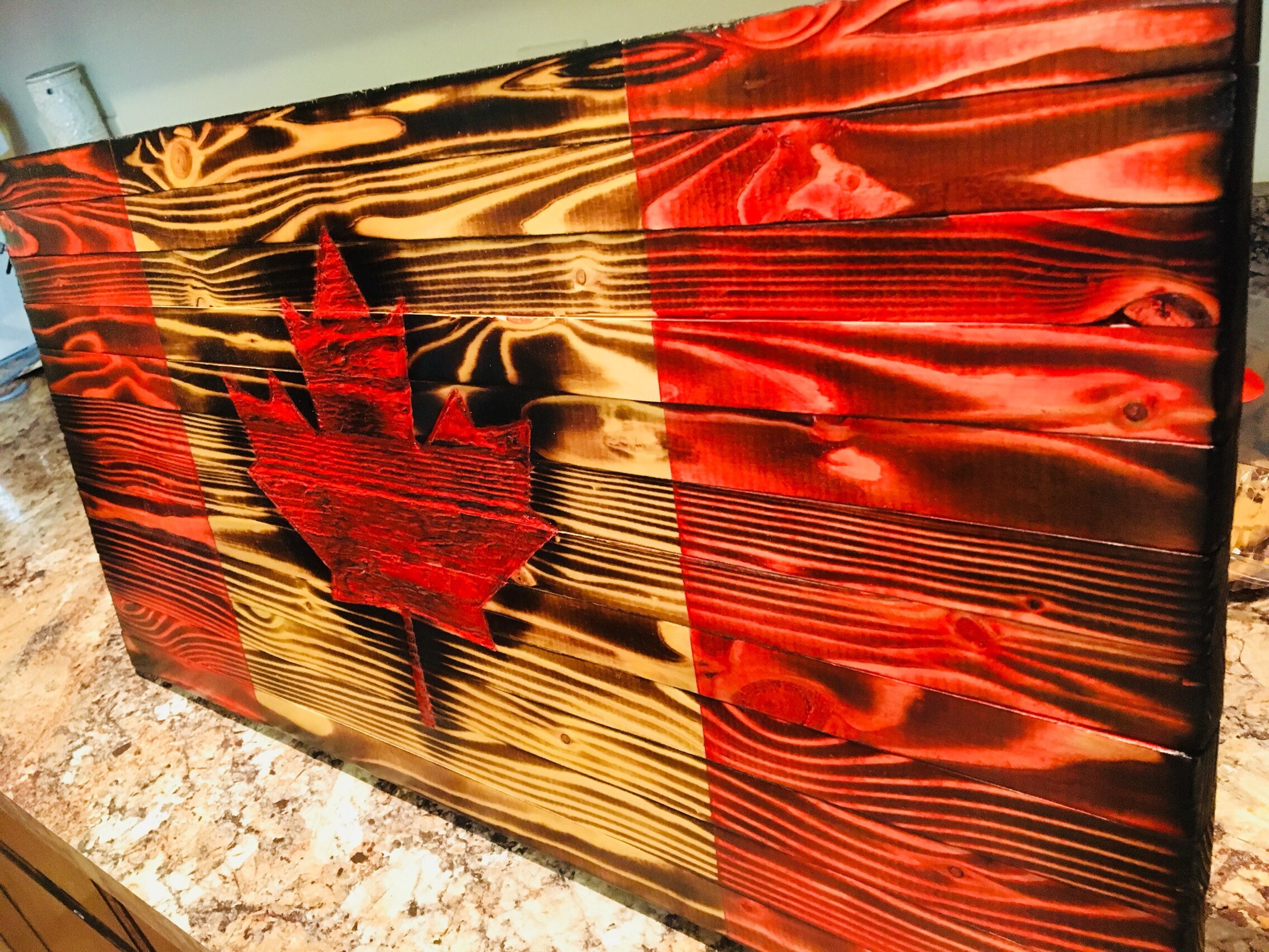 Canadian Wooden Flag Etsy
