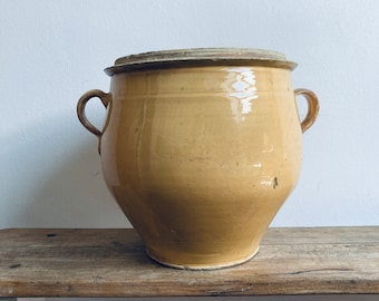 Beautiful Vintage French Confit Pot, Yellow Glaze, French Pottery, French Collectables, Vintage Confit Pot, French Farmhouse, Decorative Pot