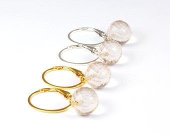 Earrings LOOMIES Rosaline quartz champagne ball oval hoop earrings 925 silver optionally gold plated hoop earrings vermeil round SilberGlück