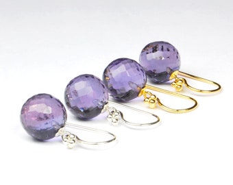 Earrings LOOMIES violet blue iolite hydro quartz ball oval hoop earrings 925 silver optionally gold-plated ear hooks vermeil round SilberGlück