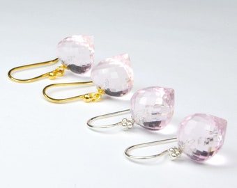 Morganite quartz teardrop drop briolettes earrings 925 silver sterling silver gold plated on request ear hooks SilberGlück pink pink aquamarine