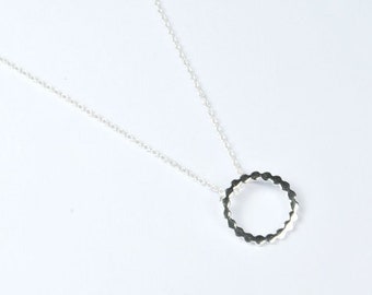 Chain & pendant CIRCLE circle round 925 silver dot delicate chain