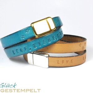 NAME WUNSCHTEXT Lederarmband STAMPED Familienband gestempelt individualisierbar personalisierbar diverse Farben Bild 2