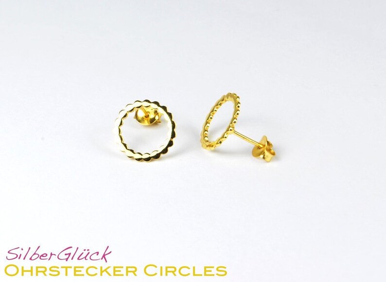 Stud earrings CIRCLES circle round 925 silver gold plated image 1