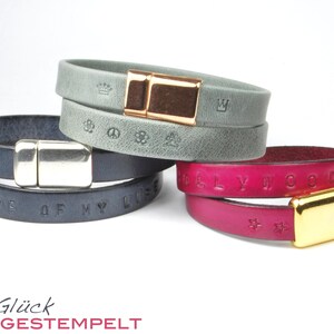 NAME WUNSCHTEXT Lederarmband STAMPED Familienband gestempelt individualisierbar personalisierbar diverse Farben Bild 3