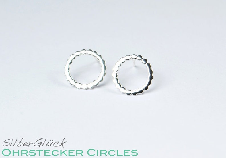 Stud earrings CIRCLES circle round 925 silver gold plated image 5